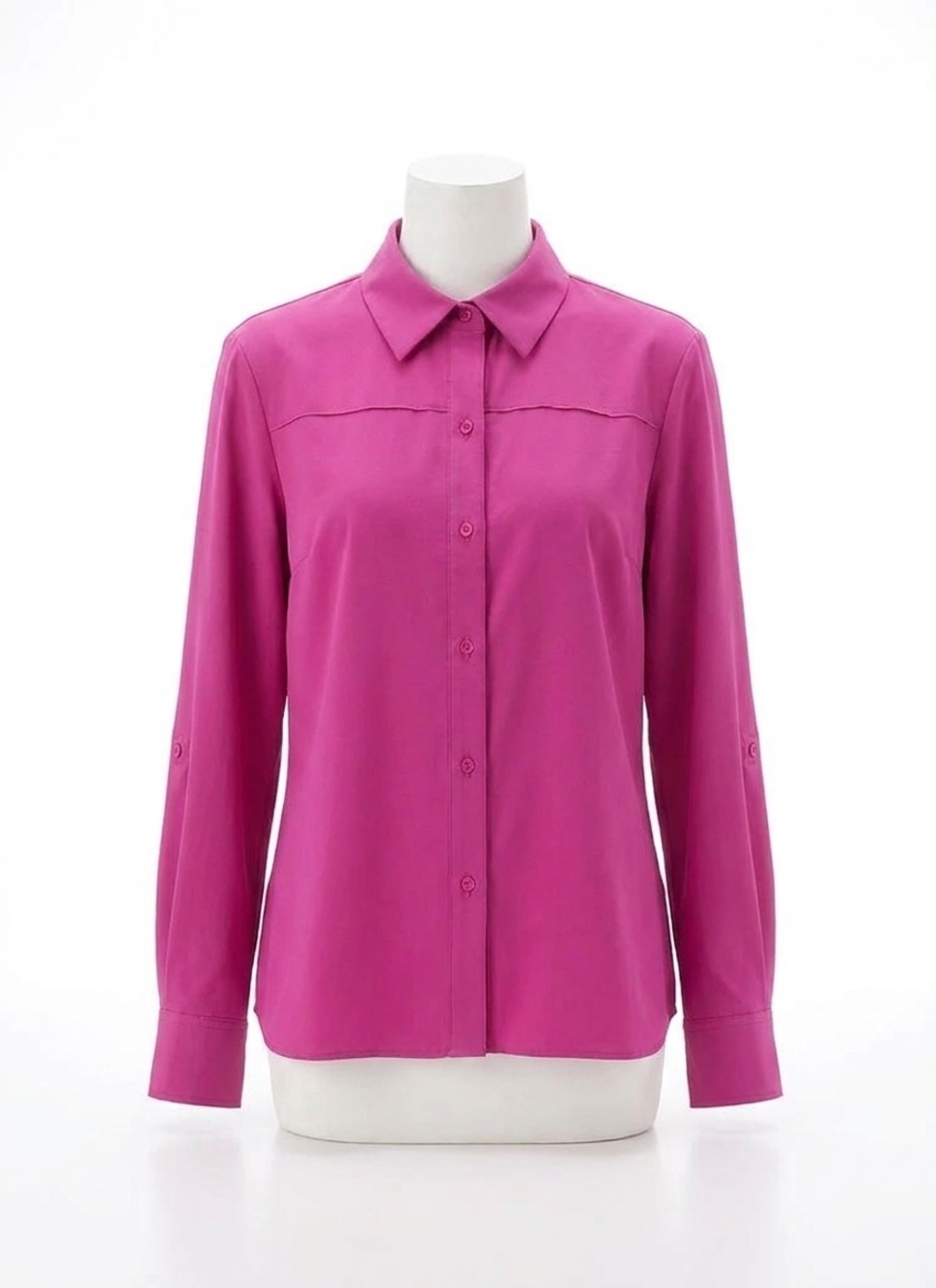 NEW LYSSE rivka roll tab button down shirt in fuchsia